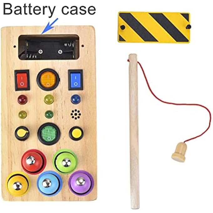 MONTESSORI BUSY BOARD LED LIGHT WITH BUTTONS WOODEN ACCESSORY TOY FOR EDUCATIONAL ACTIVITIES LEARNING GAMES - Image 4