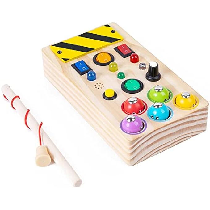 MONTESSORI BUSY BOARD LED LIGHT WITH BUTTONS WOODEN ACCESSORY TOY FOR EDUCATIONAL ACTIVITIES LEARNING GAMES - Image 1