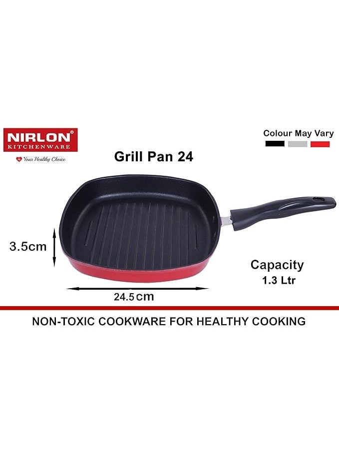 Nirlon Nonstick Coating Aluminium Heat Resistance Cookware Gift Set for with Bakelite Handle for Superior Grip (1 Concave Tawa 27.5cm /1 Kadhai 2.5 LTR/1 Grill Pan 24.5cm/1 Casserole 3.1 LTR) - Image 2