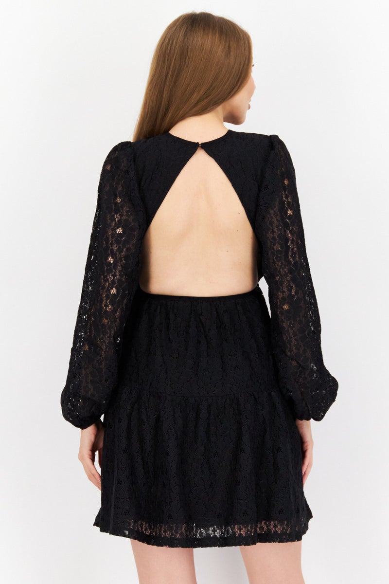 NA-KD Women Textured Mini Dress,  Black - Image 3