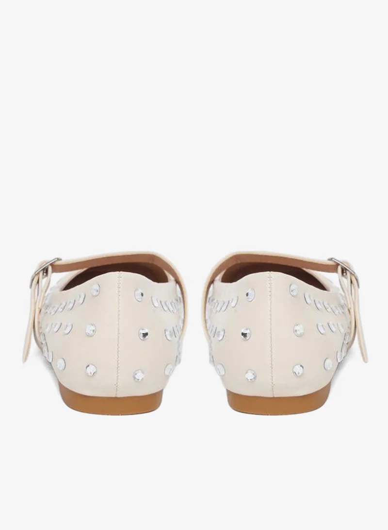 Styli  Styli Nude Embellished Buckle Ballerina Shoes for Women | Best Price UAE