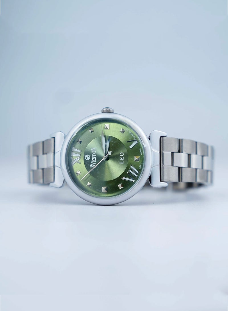 Sveston Leo Women's Analog Quartz Green Dial Stainless Steel Watch SV 19045 - Image 3
