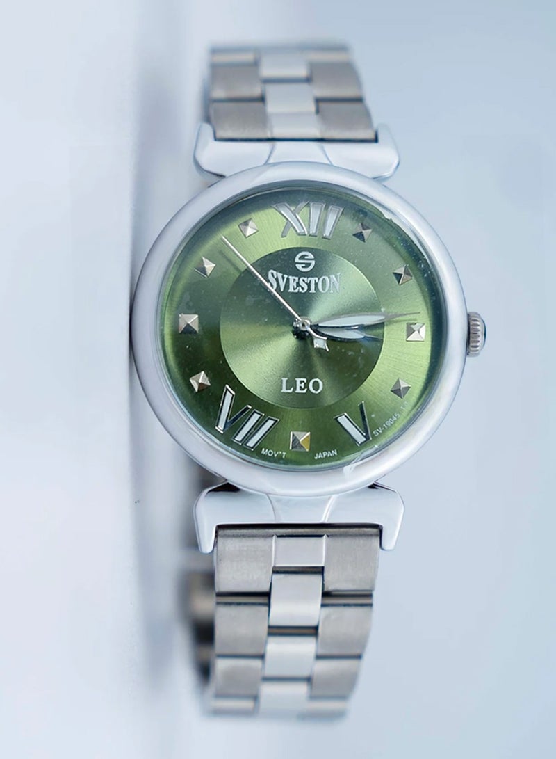 Sveston Leo Women's Analog Quartz Green Dial Stainless Steel Watch SV 19045 - Image 2