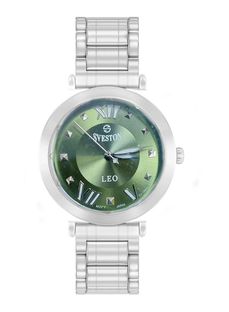 Sveston Leo Women's Analog Quartz Green Dial Stainless Steel Watch SV 19045 - Image 1