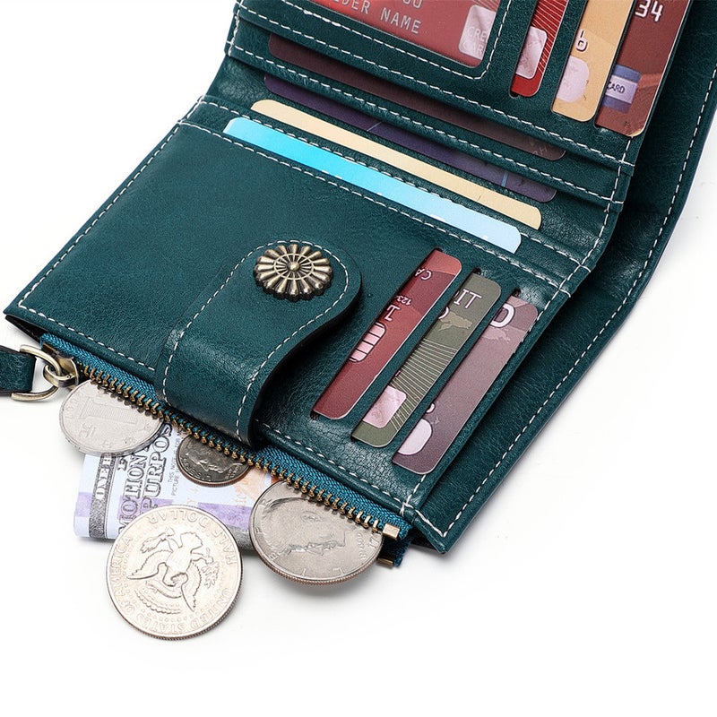 Multifunctional Solid Color PU Leather Wallet, RFID Blocking Design Portable Daily Storage Purse for Cards Cash Coin Business Use - Image 3