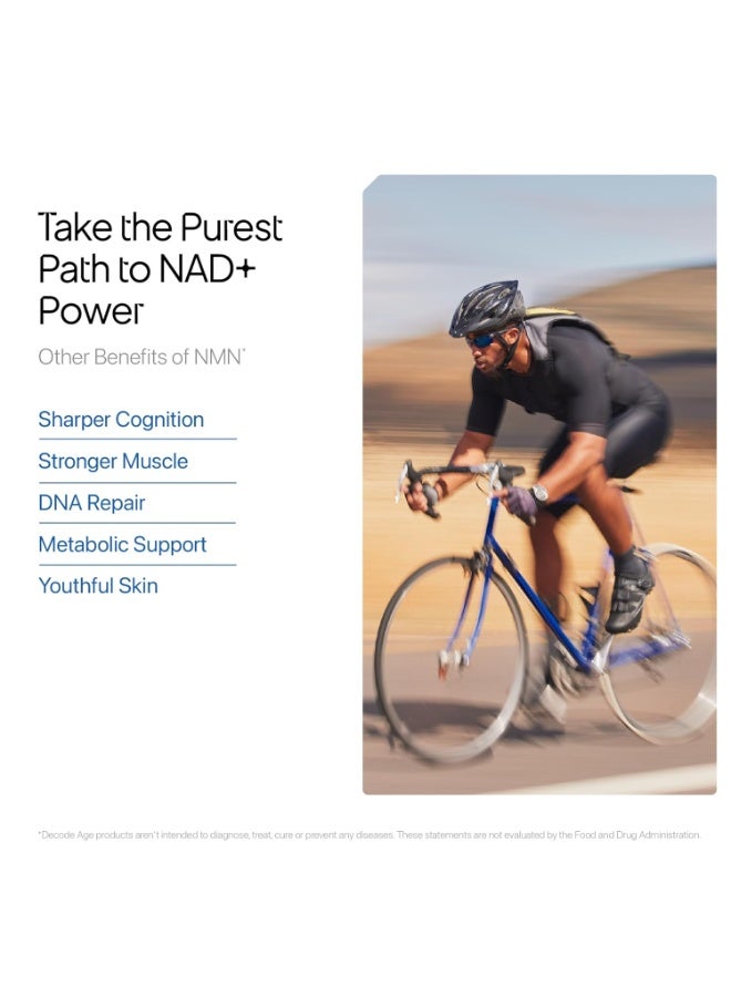 Decode Age NMN Supplement, 99.9% Pure Beta NMN, NAD+ Booster for Energy, Cellular Repair & Skin Health, 250mg, 30 Veg Capsules - Image 5