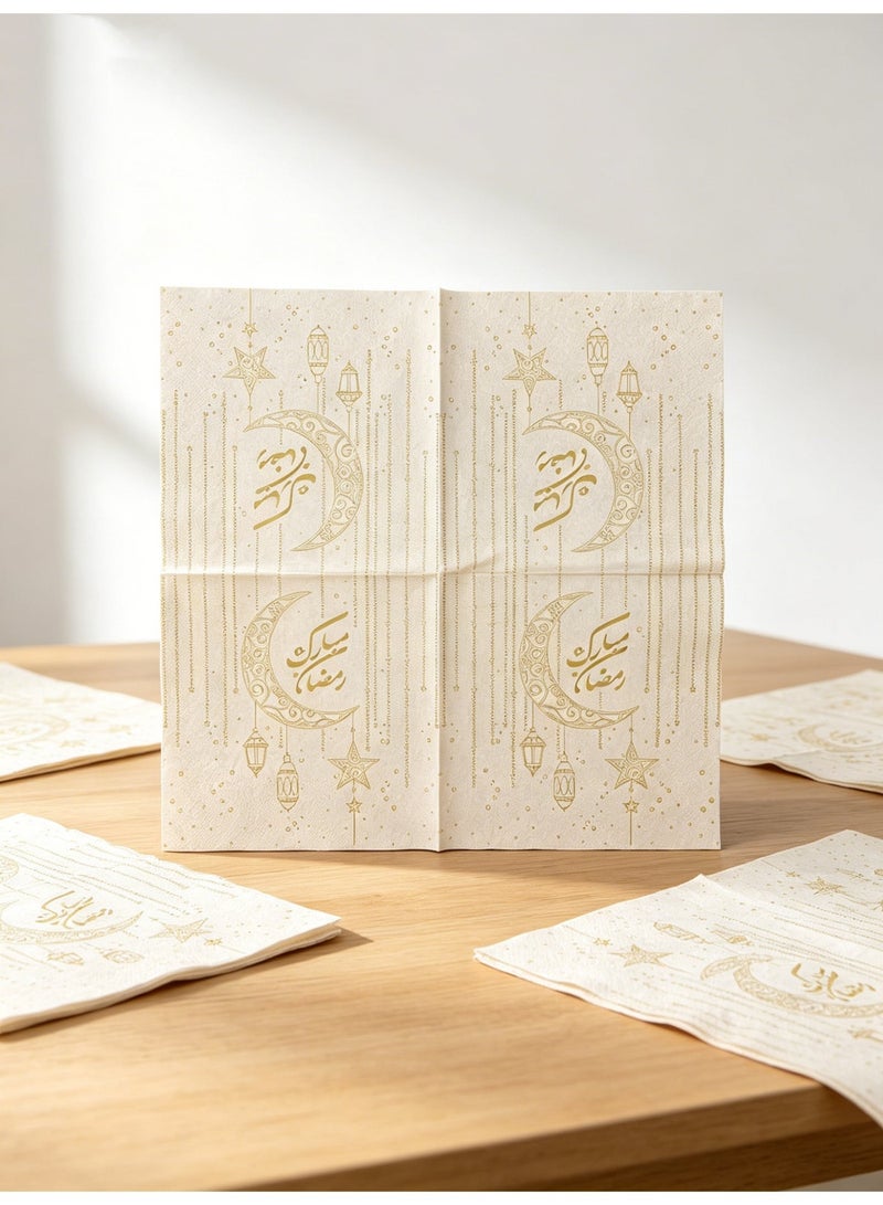 يولولاند 40 منديلًا من نوع ”Arabic Moon Party“ - مناديل ورقية عالية الجودة، مناسبة للحفلات العائلية. (40 منديلًا، 17 × 17 سم) - Image 3
