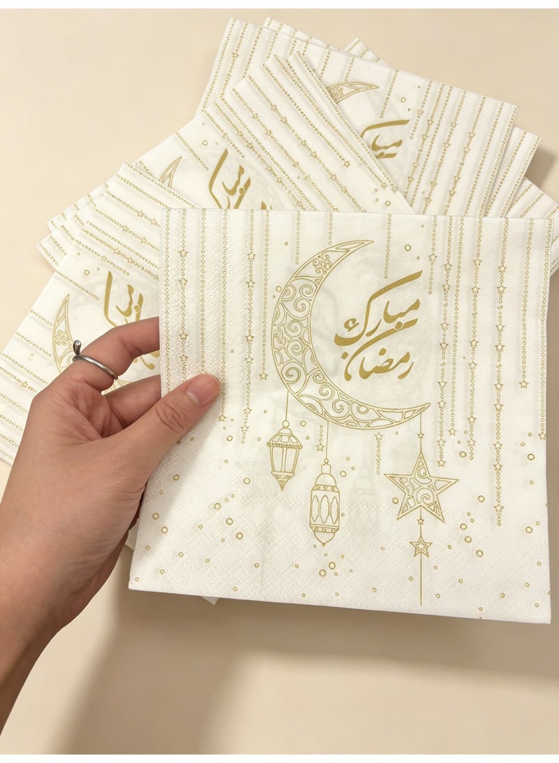 يولولاند 40 منديلًا من نوع ”Arabic Moon Party“ - مناديل ورقية عالية الجودة، مناسبة للحفلات العائلية. (40 منديلًا، 17 × 17 سم) - Image 2