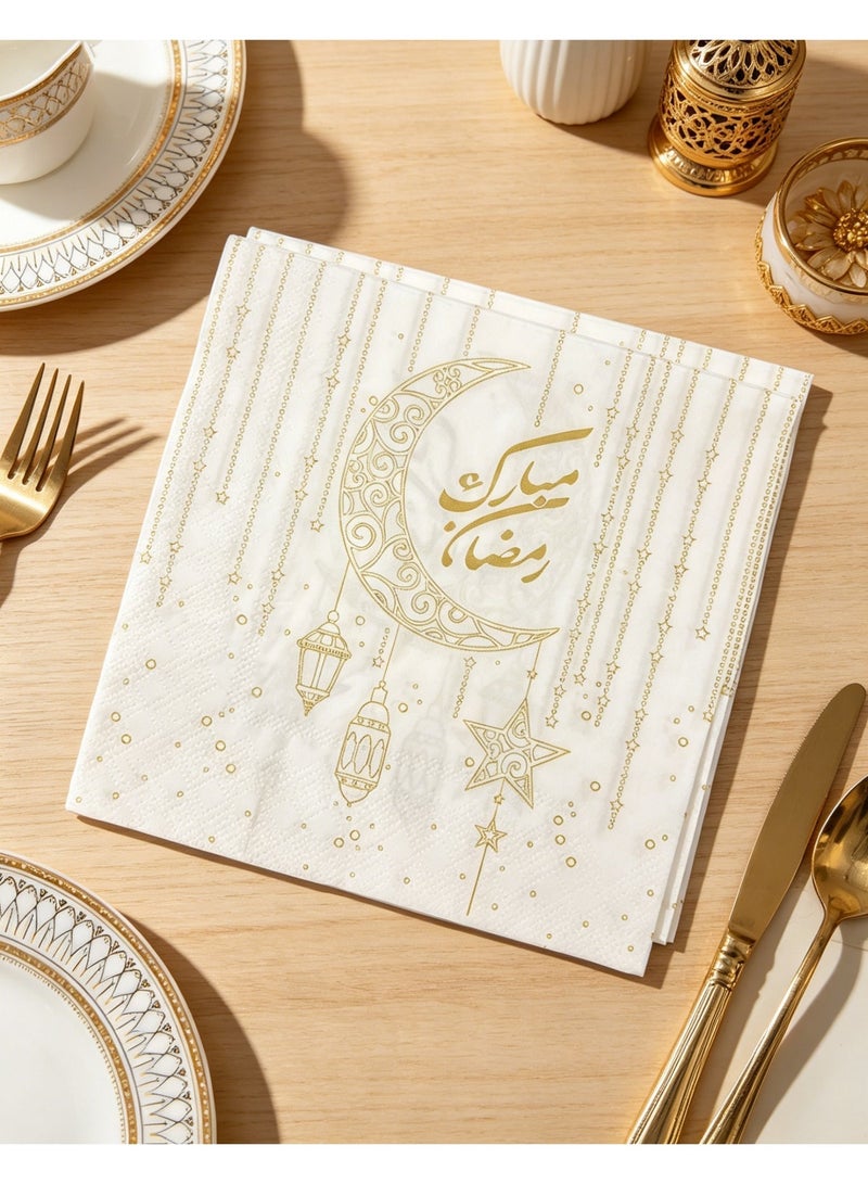 يولولاند 40 منديلًا من نوع ”Arabic Moon Party“ - مناديل ورقية عالية الجودة، مناسبة للحفلات العائلية. (40 منديلًا، 17 × 17 سم) - Image 5