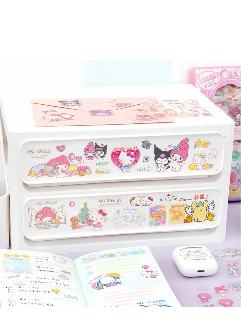 100-Piece Anime Girl Stickers - Sanrio Stickers Kit, Vinyl Cartoon Aesthetic Decorative Sticker Set, Ideal for Scrapbooking, Journaling, Laptops, and Room Decoration - Image 4