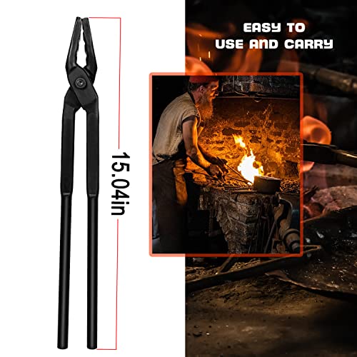 Camoo Blacksmith Tongs Wolf Jaw Blacksmithing Tool for Beginner & Professional Blacksmiths Bladesmiths & Craftsmen (15 in) - Image 5