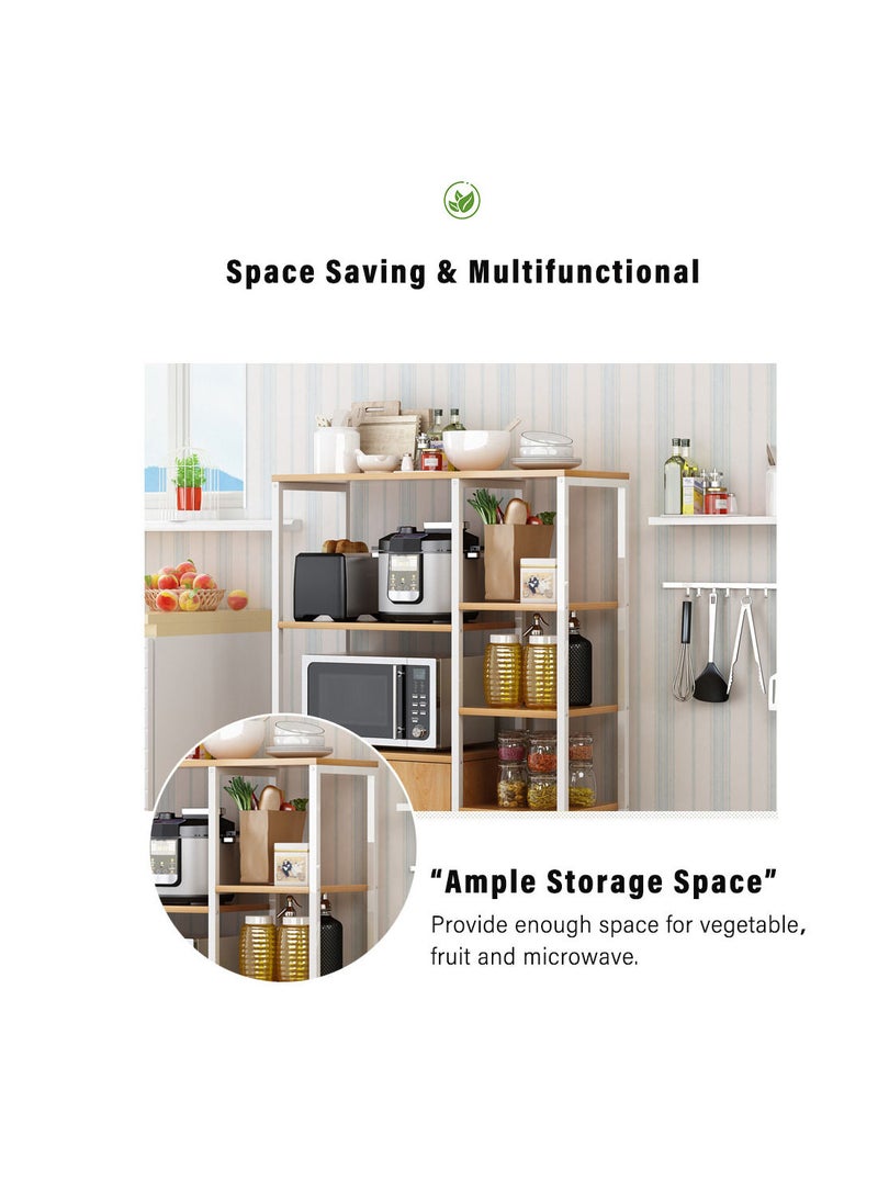 ZUIHAO Kitchen Standing Shelf Units Kitchen Rack with Storage Cabinet 4-Tier  Microwave Oven Stand Spice Holder Beige  - Image 3