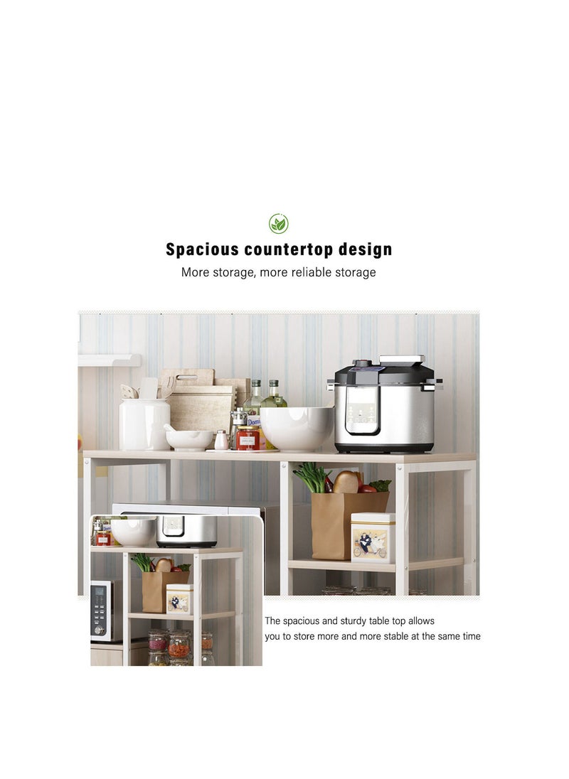 ZUIHAO Kitchen Standing Shelf Units Kitchen Rack with Storage Cabinet 4-Tier  Microwave Oven Stand Spice Holder Beige  - Image 2