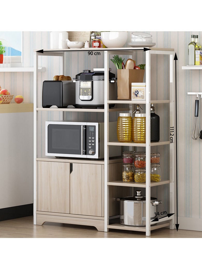 ZUIHAO Kitchen Standing Shelf Units Kitchen Rack with Storage Cabinet 4-Tier  Microwave Oven Stand Spice Holder Beige  - Image 5