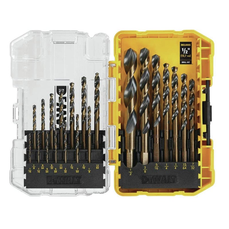 DEWALT DEWALT Drill Bit Set 21Piece 135 Degree Split Point 31 Degree Helix Black Oxide Coated For Plastic Wood and Metal DWA1181