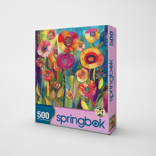 Springbok Patchwork Petals 500 Piece Jigsaw Puzzle for Adults Quilted Flowers Unique Cut Pieces Made in USA - Image 5