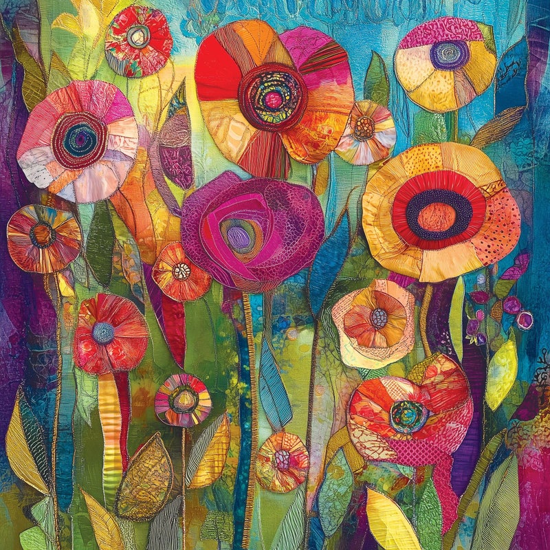 Springbok Patchwork Petals 500 Piece Jigsaw Puzzle for Adults Quilted Flowers Unique Cut Pieces Made in USA - Image 3