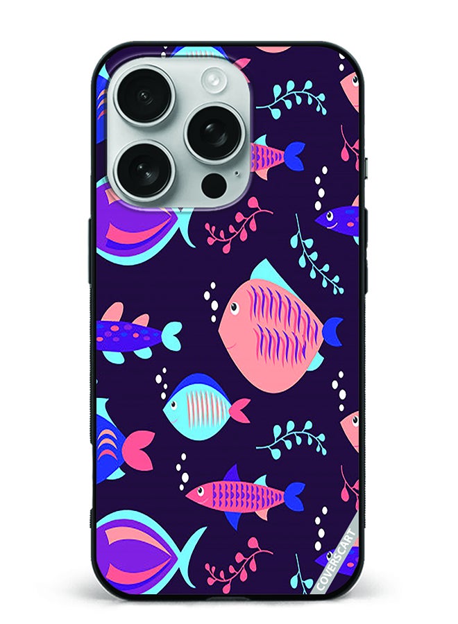 Protective Case Cover For Apple iPhone 16 Pro Max Fishes All Together Design Multicolour