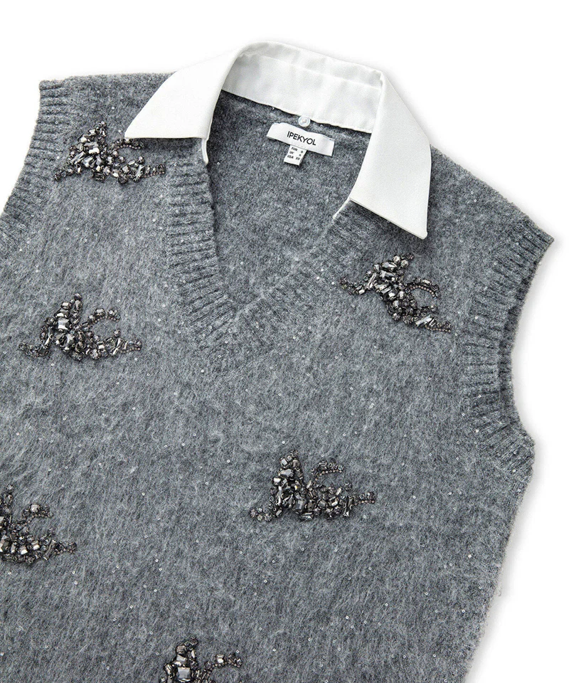 Ipekyol  Embellished Vest with Contrast Collar for Women | Best Price UAE