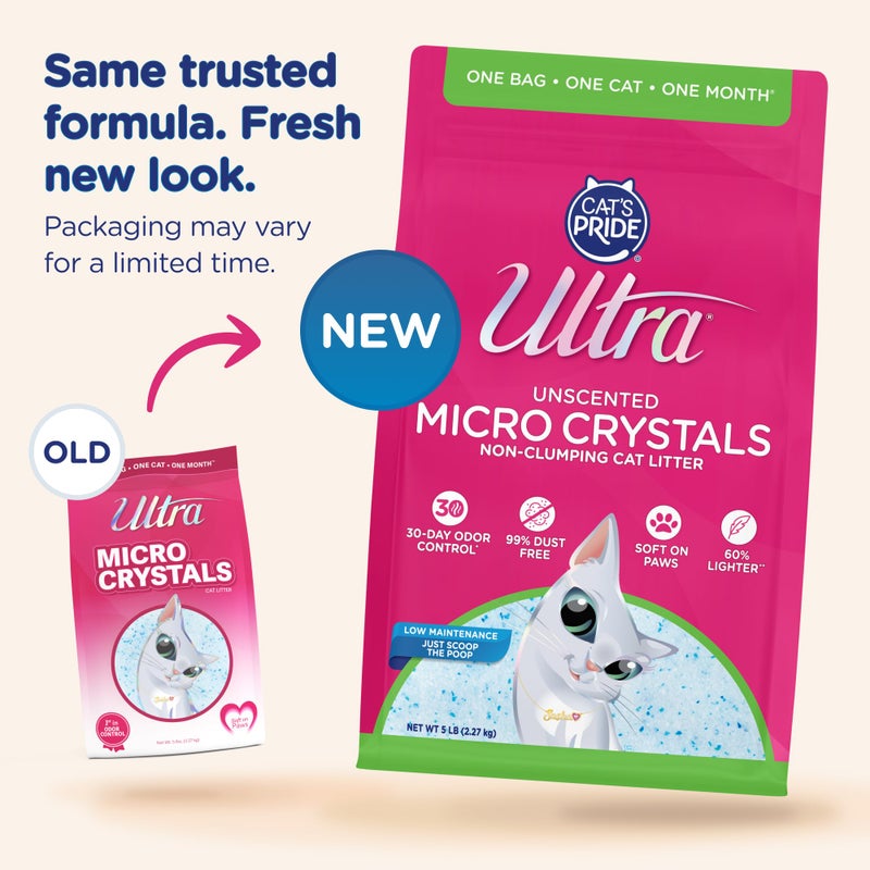 Ultra Micro Crystals Premium Cat Litter - 99.9% Dust Free, Soft on Paws, Fragrance Free - 15 Lbs. Total (3pk of 5 Lbs.) - Image 2