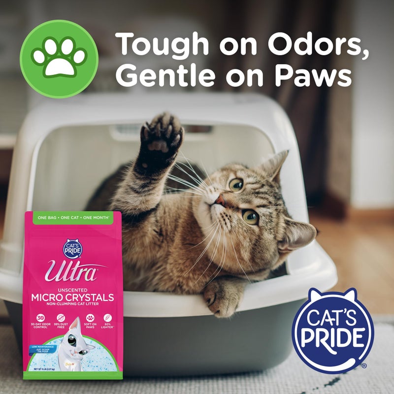 Ultra Micro Crystals Premium Cat Litter - 99.9% Dust Free, Soft on Paws, Fragrance Free - 15 Lbs. Total (3pk of 5 Lbs.) - Image 4