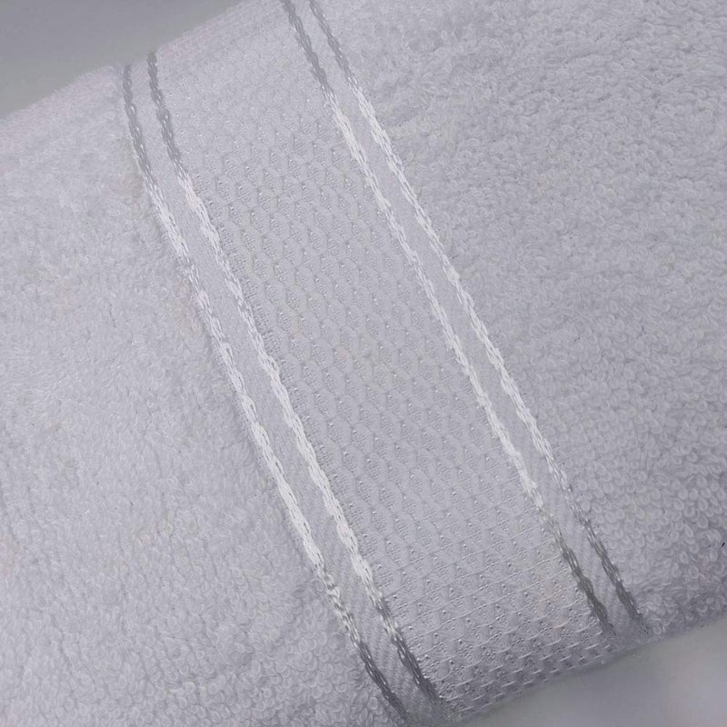 STAMIO مجموعة مناشف يد قطنية STAMIO 425 GSM من 3 قطع، 40 × 60 سم للرجال، النساء، المنزل، الصالة الرياضية، حوض الغسيل | ناعمة، ماصة، سريعة الجفاف، بحجم كبير كامل | حافة حريرية، بيضاء - Image 5