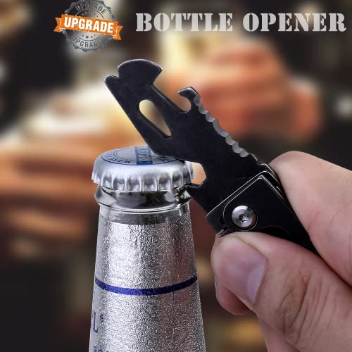 edcfans Keychain Knife, Carabiner Multitool, Tanto Pocket Knife with Key Clip, Box Cutter, Can/Bottle Opener, Screwdriver Wrench, Pry Tools, EDC Hiking Camping Gear, Gifts for Men Women Everyday Carry - Image 5