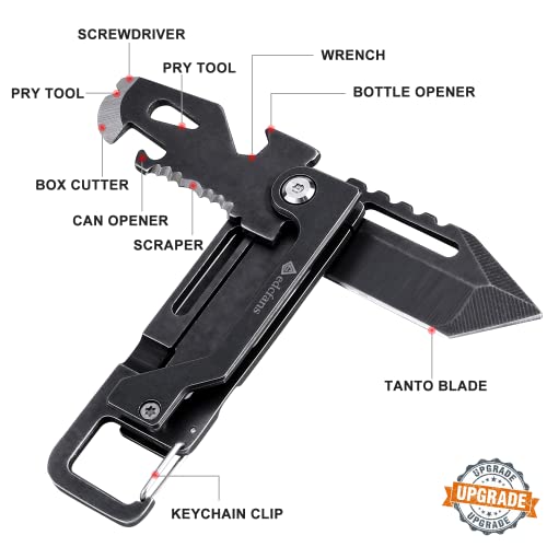 edcfans Keychain Knife, Carabiner Multitool, Tanto Pocket Knife with Key Clip, Box Cutter, Can/Bottle Opener, Screwdriver Wrench, Pry Tools, EDC Hiking Camping Gear, Gifts for Men Women Everyday Carry - Image 2