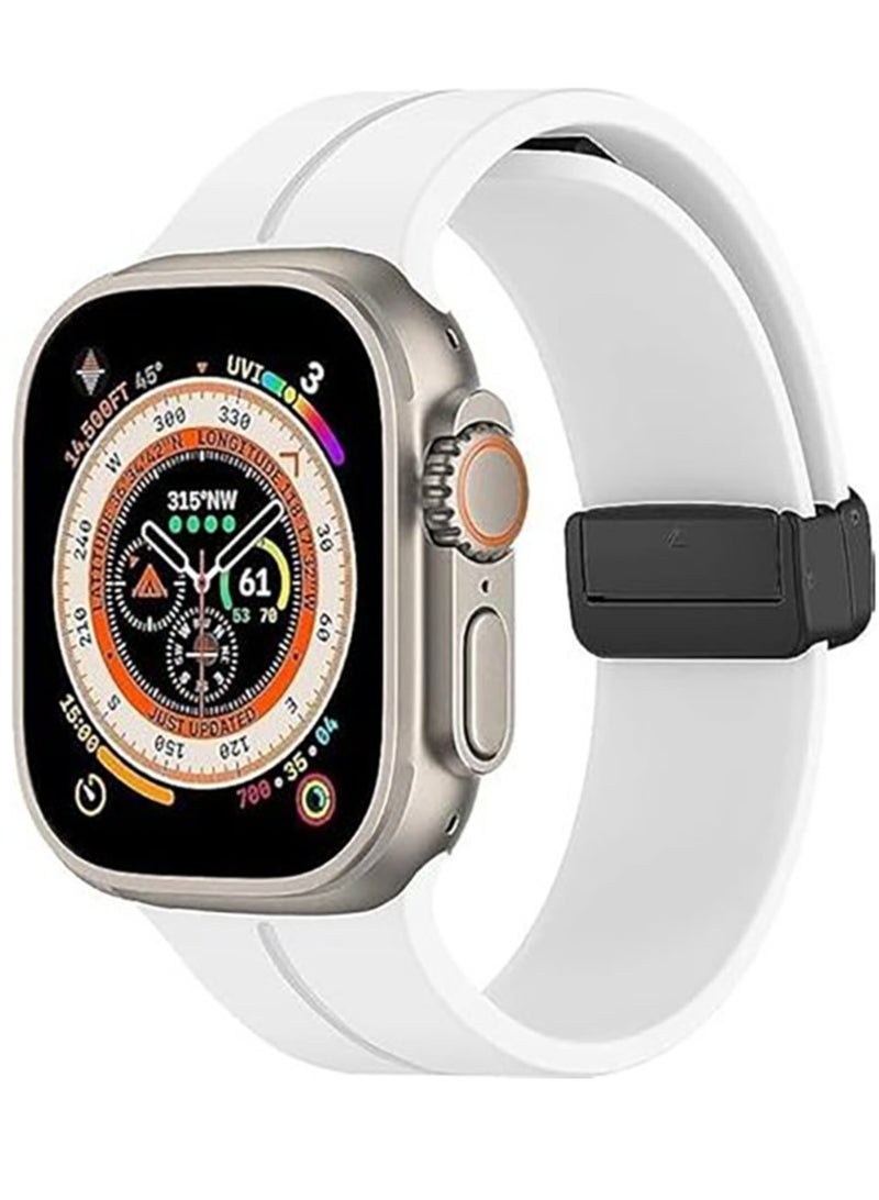 Apple Watch Band 49mm 45mm 44mm 42mm Watch Strap Band Waterproof Band With Buckle - White - Image 1