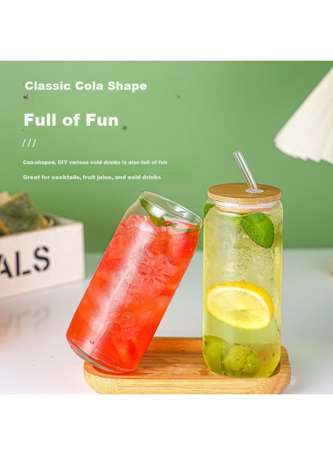 Dipple Deepor Glass Cup Coke Cup High Borosilicate Glass Water Cup Coke Juice Cup 500ml + Straw + Cup Lid - Image 1