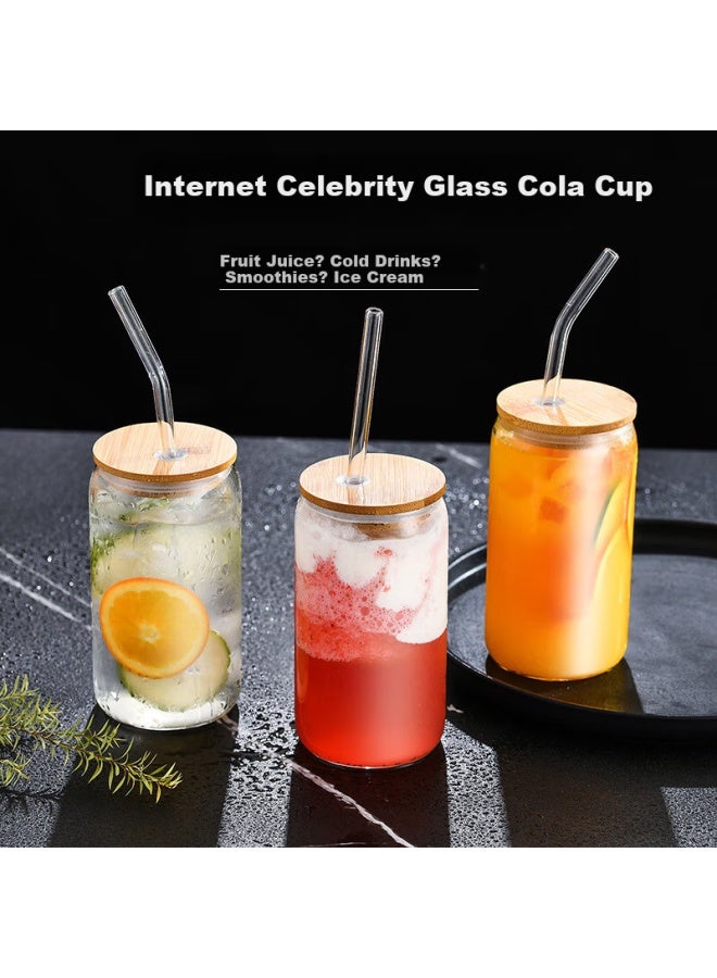 Dipple Deepor Glass Cup Coke Cup High Borosilicate Glass Water Cup Coke Juice Cup 500ml + Straw + Cup Lid - Image 3
