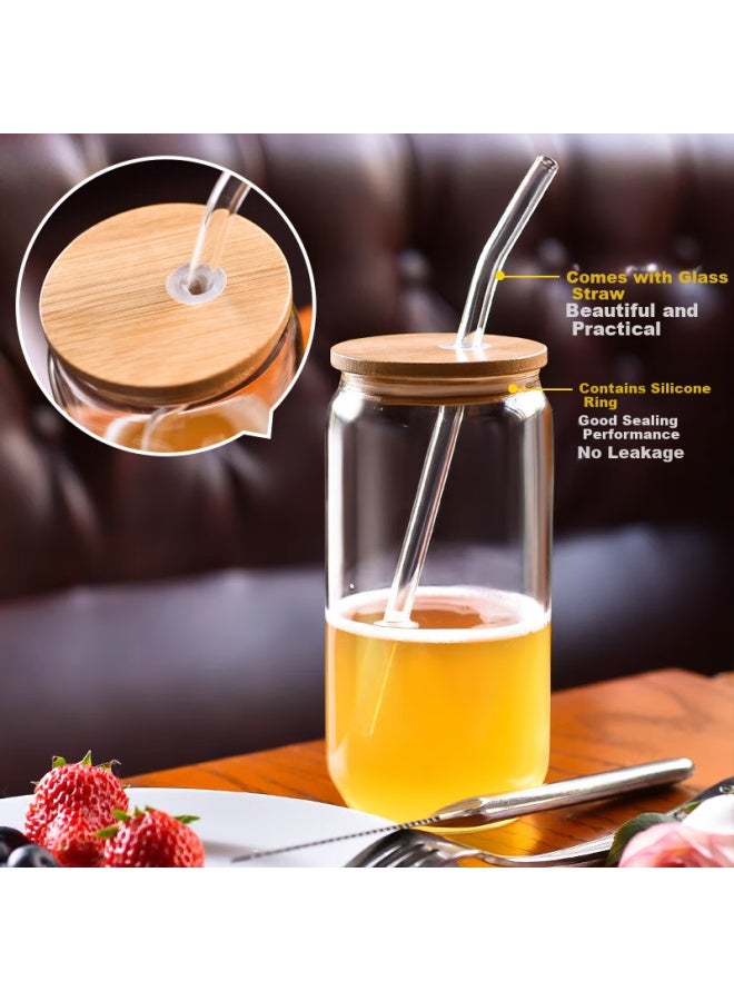 Dipple Deepor Glass Cup Coke Cup High Borosilicate Glass Water Cup Coke Juice Cup 500ml + Straw + Cup Lid - Image 2