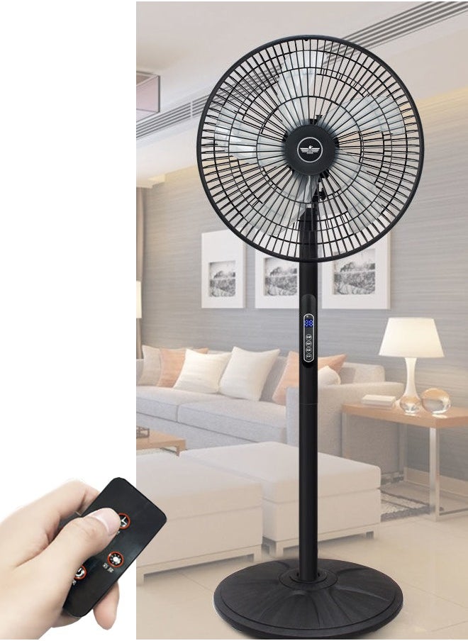 Generic - Oscillating Standing Fan with Remote Control Timer 8 Speeds Adjustable Pedestal Fans 16 Inch Quiet Portable Floor Fan for Bedroom Living Room Home and Office (Black) - Image 1