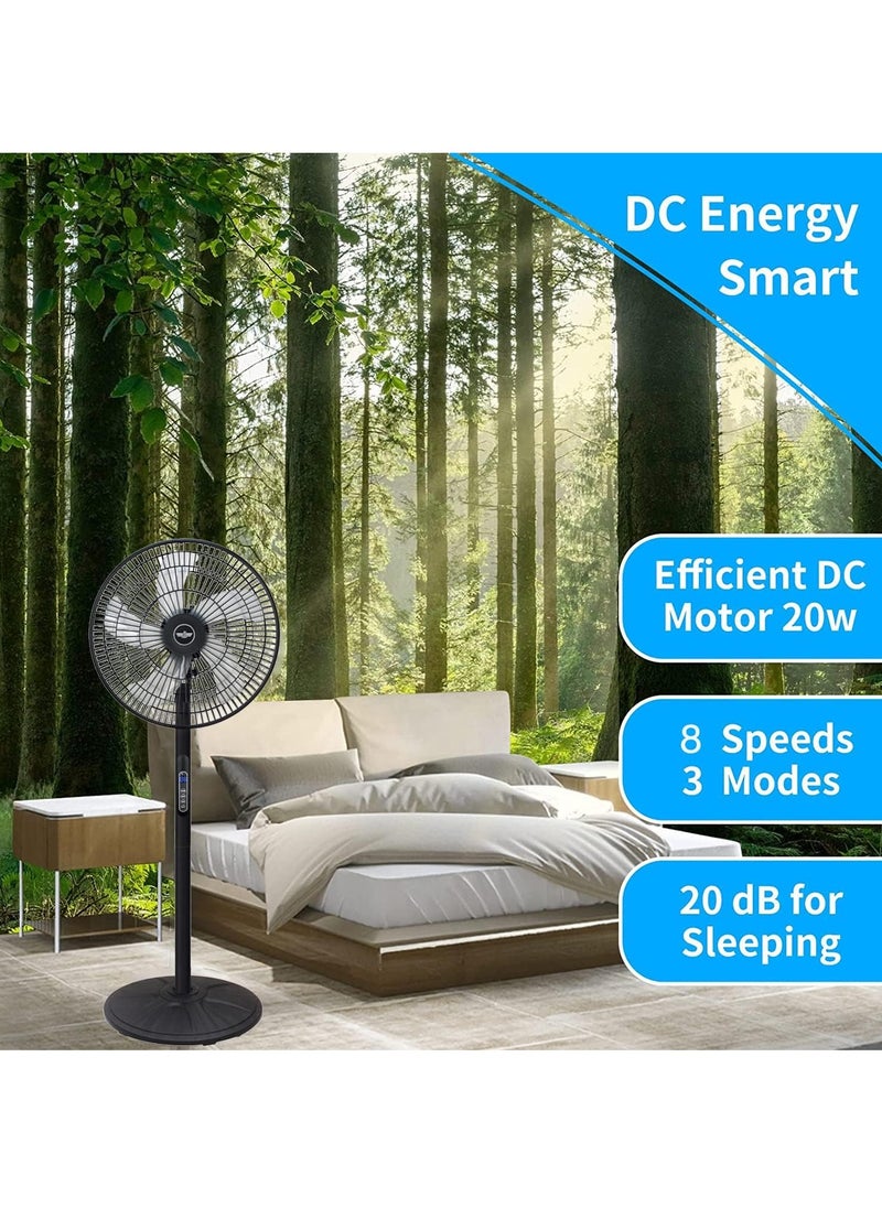 Generic - Oscillating Standing Fan with Remote Control Timer 8 Speeds Adjustable Pedestal Fans 16 Inch Quiet Portable Floor Fan for Bedroom Living Room Home and Office (Black) - Image 1