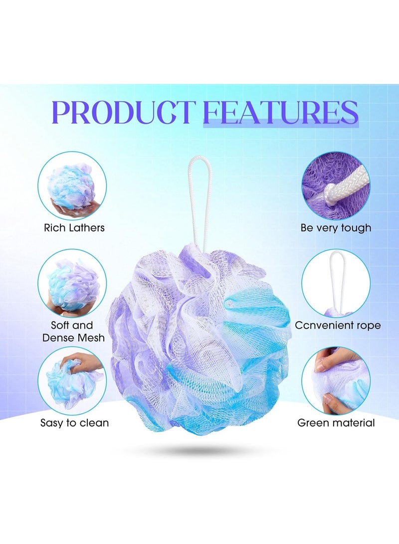 2 Pack Loofah Bath Sponge, Bath Sponge Soft Mesh Shower Puff Loofah for Men, Exfoliating Body Scrubber for Women, Shower Accessories - Image 3