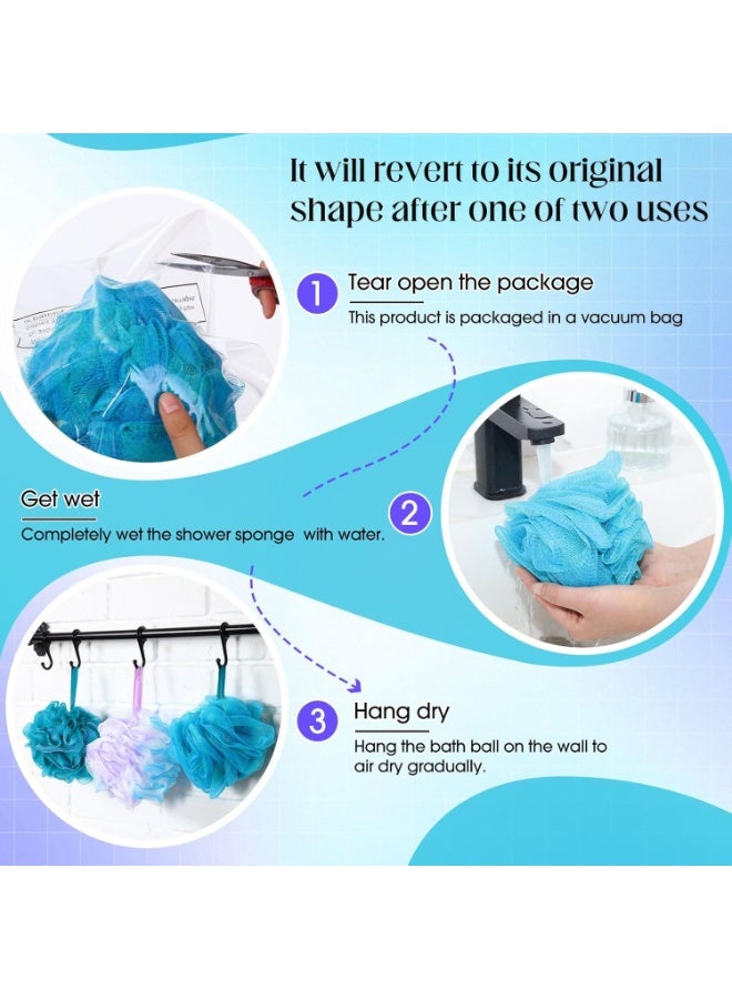2 Pack Loofah Bath Sponge, Bath Sponge Soft Mesh Shower Puff Loofah for Men, Exfoliating Body Scrubber for Women, Shower Accessories - Image 2