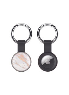 Airtag Case Metal Key Ring with Tough Case for Apple Airtag cover - Marble Print Gold Grey