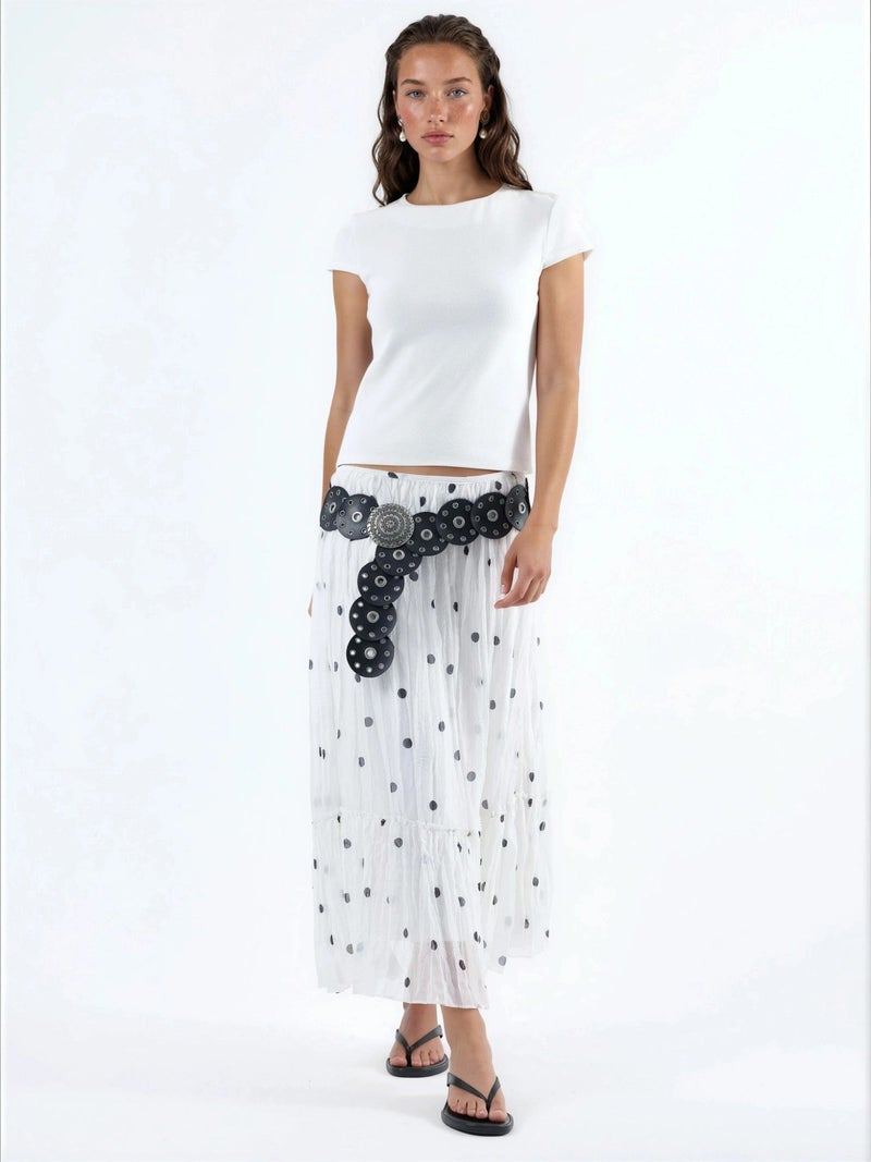 BUSEM Crew Neck Short Sleeve Cotton Blend Blouse - Image 5