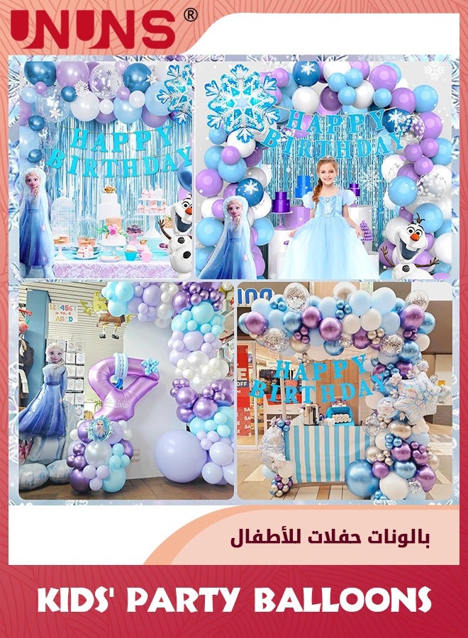 UNUNS Frozen Birthday Party Supplies,68Pcs Frozen Party Balloons Decorations,Girls Princess Happy Birthday Decoration,Frozen Backdrop Snowflake Balloon Garland Arch Kit,Theme Party Frozen Banner Balloons - Image 5
