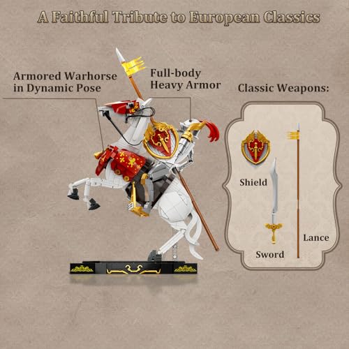PANTASY Knight Construction Set 31 cm Medieval Collectors Model with Armored Battle Cross and Movable Joints Collectors Set for Adults - Image 5
