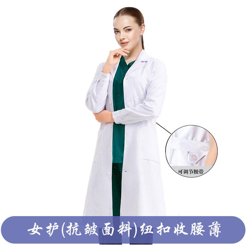 White Lab Coat For College Students Dentist Overalls Short-Sleeved Long-Sleeved Overalls For Doctors And Nurses Isolation Gown - Image 1
