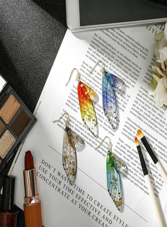 Jadive 4 Pairs Christmas Butterfly Wing Earring Drop Butterfly Fairy Earring Hook Simulation Insect for Women Wedding Jewelry(Vintage Style) - Image 4