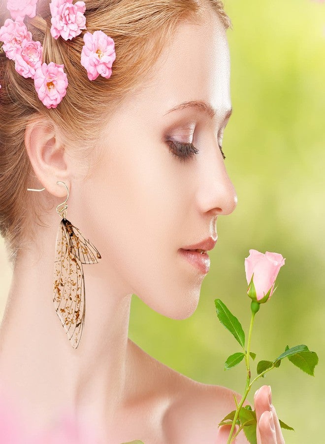 Jadive 4 Pairs Christmas Butterfly Wing Earring Drop Butterfly Fairy Earring Hook Simulation Insect for Women Wedding Jewelry(Vintage Style) - Image 5