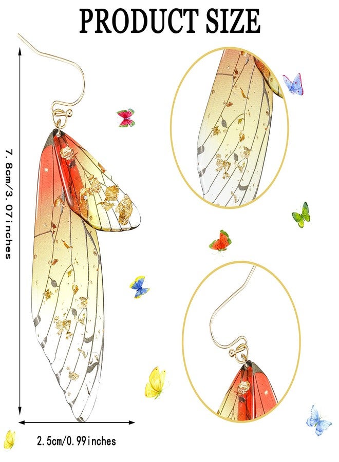 Jadive 4 Pairs Christmas Butterfly Wing Earring Drop Butterfly Fairy Earring Hook Simulation Insect for Women Wedding Jewelry(Vintage Style) - Image 2