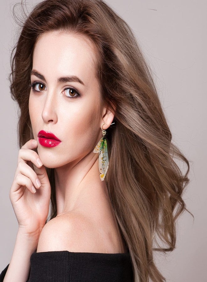 Jadive 4 Pairs Christmas Butterfly Wing Earring Drop Butterfly Fairy Earring Hook Simulation Insect for Women Wedding Jewelry(Vintage Style) - Image 3