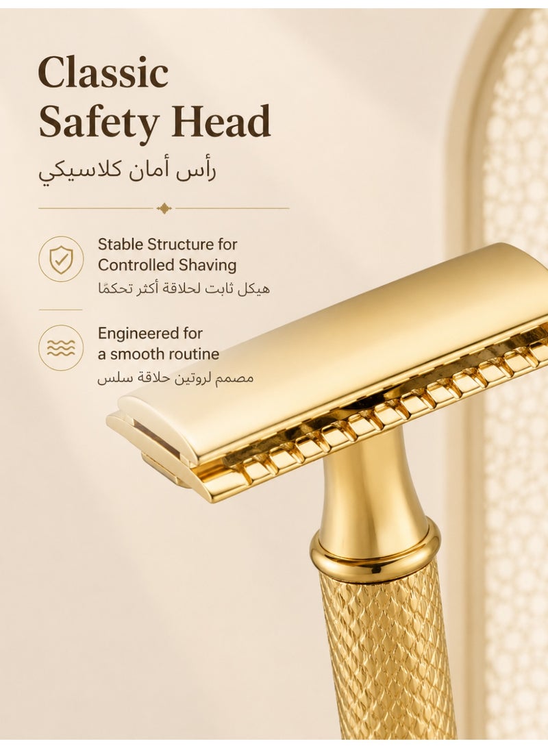 Men's Razor Double Blade Safety Razor with Zinc Alloy Handle, Anti-Slip Grip Design, Includes 10 Extra Blades Personal beard care shaver set beauty tools - Image 4