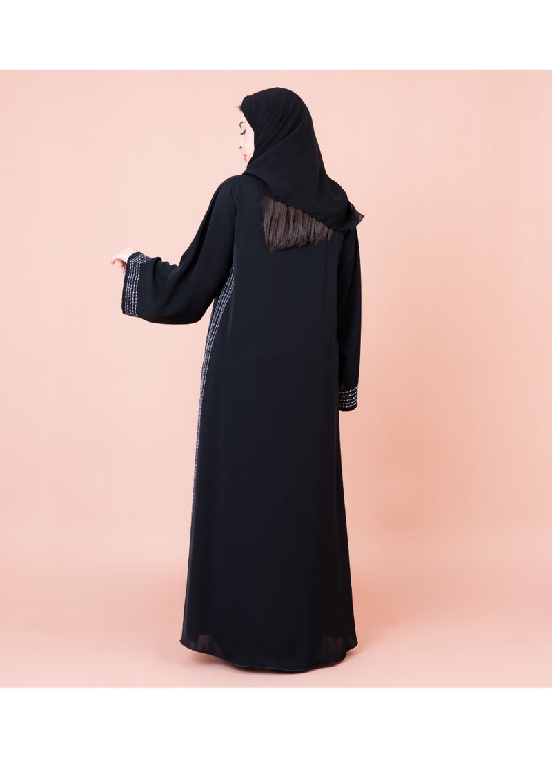 IKKXA Elegant Black Stripes Abaya  - Image 2