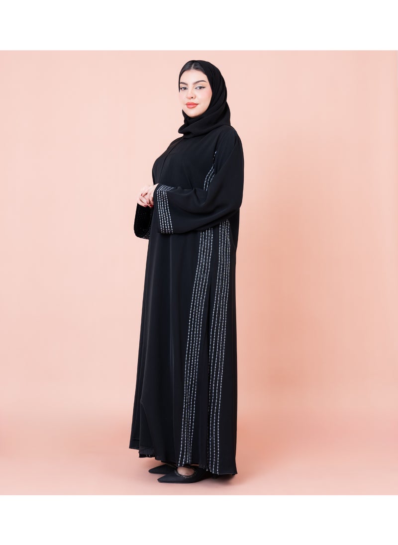 IKKXA Elegant Black Stripes Abaya  - Image 3
