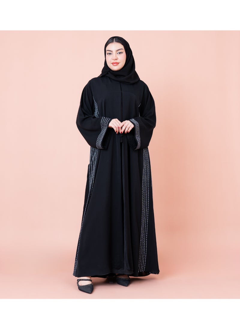 IKKXA Elegant Black Stripes Abaya  - Image 5