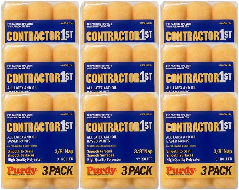 Purdy 9Pack of 9 x 38 Nap Purdy 140867000 Contractor 1st Roller Cover Polyester 3Pack